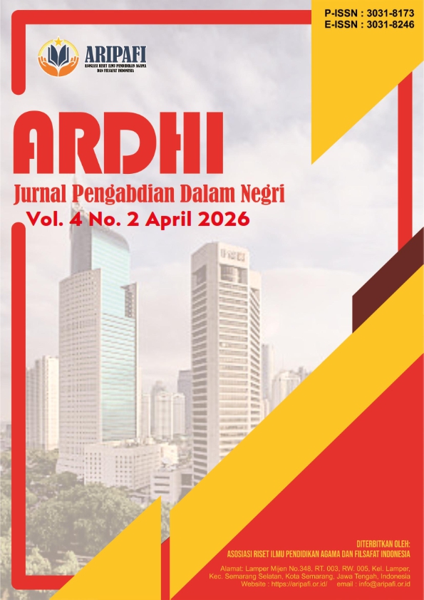 					View Vol. 4 No. 2 (2026): April: ARDHI : Jurnal Pengabdian Dalam Negri
				